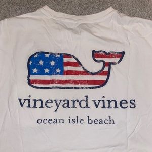 Vineyard Vines Ocean Isle Beach American Flag White Longsleeve